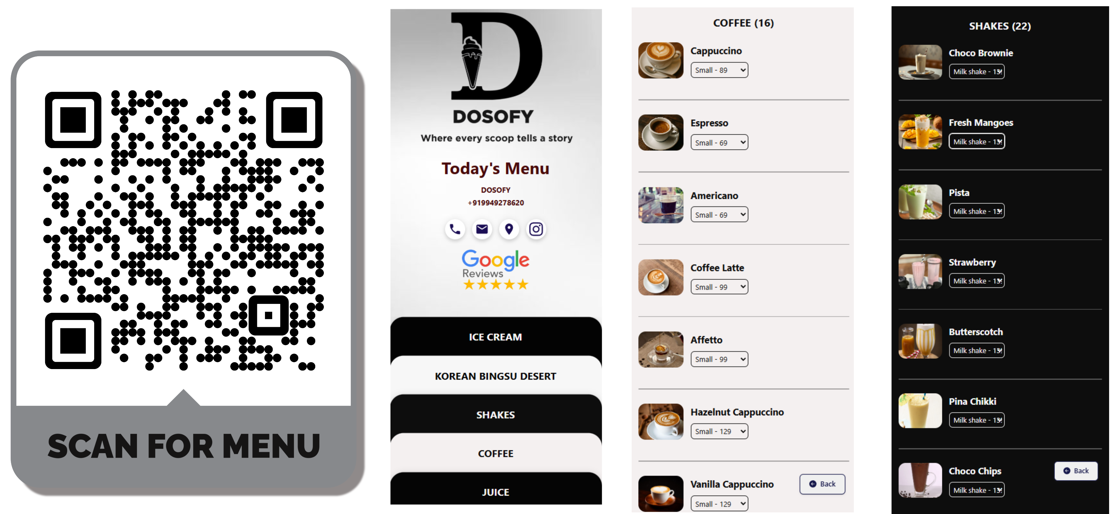 Dosofy QR code menu
