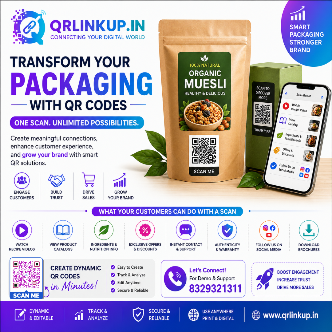 Smart QR packaging with product pouch and phone page
