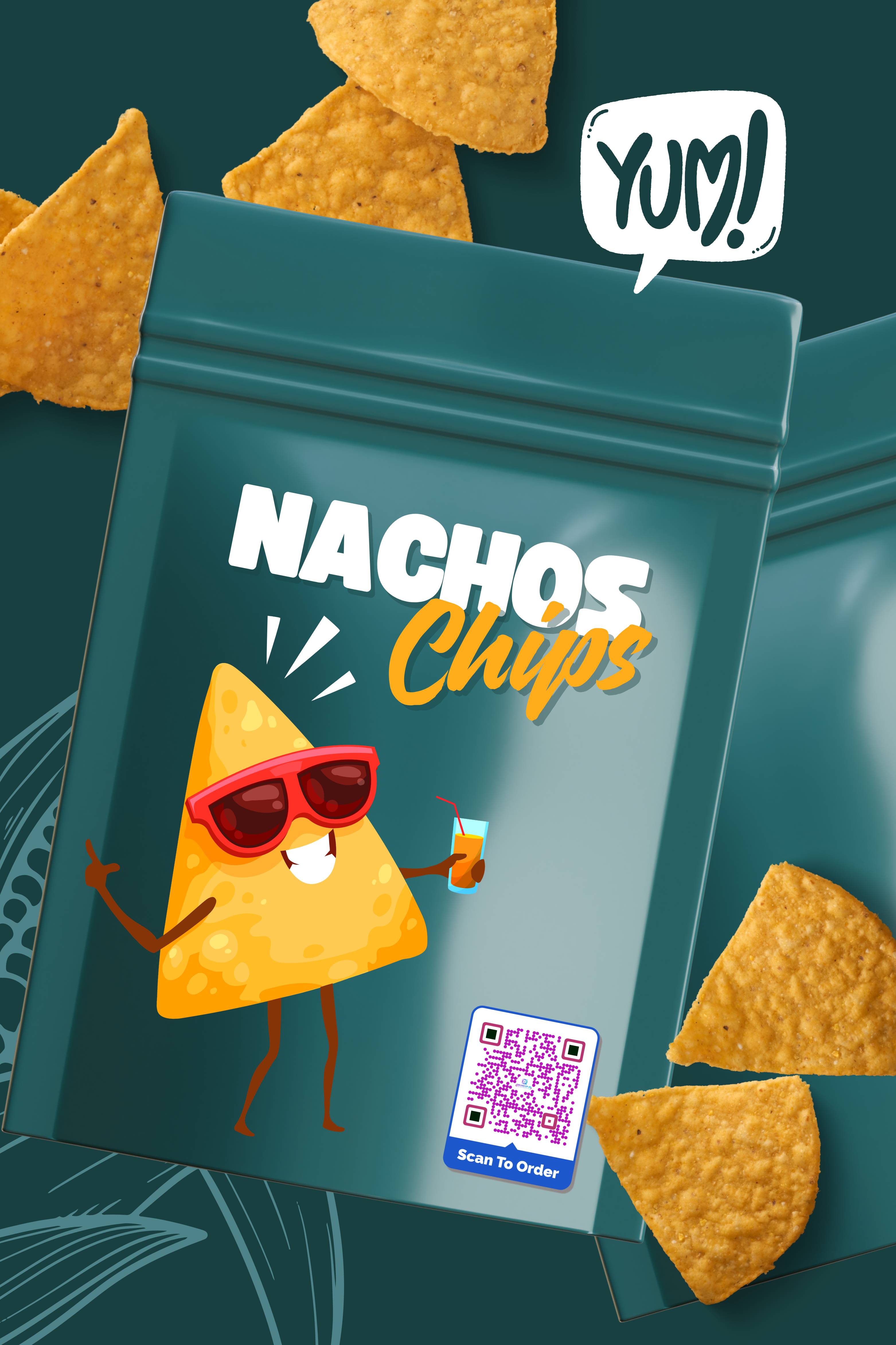 Nachos chips packaging with QR code