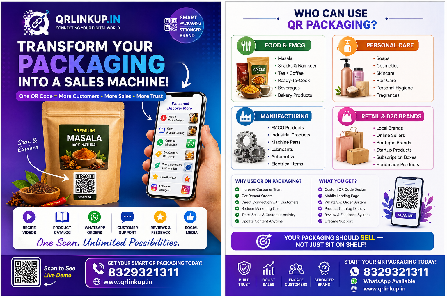 Who can use QR packaging industries and benefits