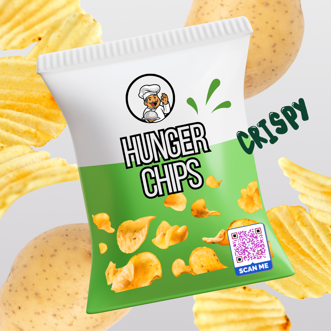 Snack chips packaging with QR code